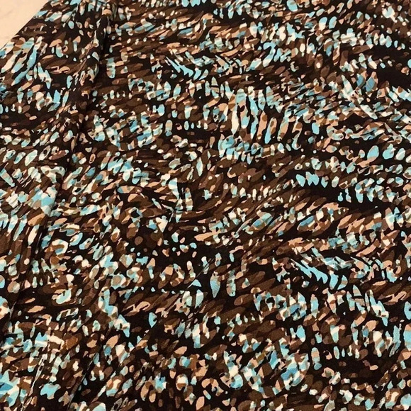 Dress Barn Mini Brown Aqua Geometric Leaf Pull On A-line Skater Skirt Stretch S - Picture 2 of 5
